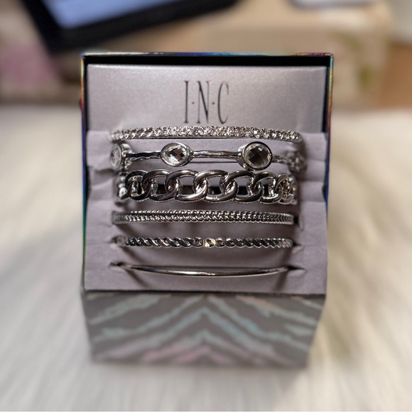 INC international Concepts-Silver Braid Bangle (6) Set! - Picture 1 of 13